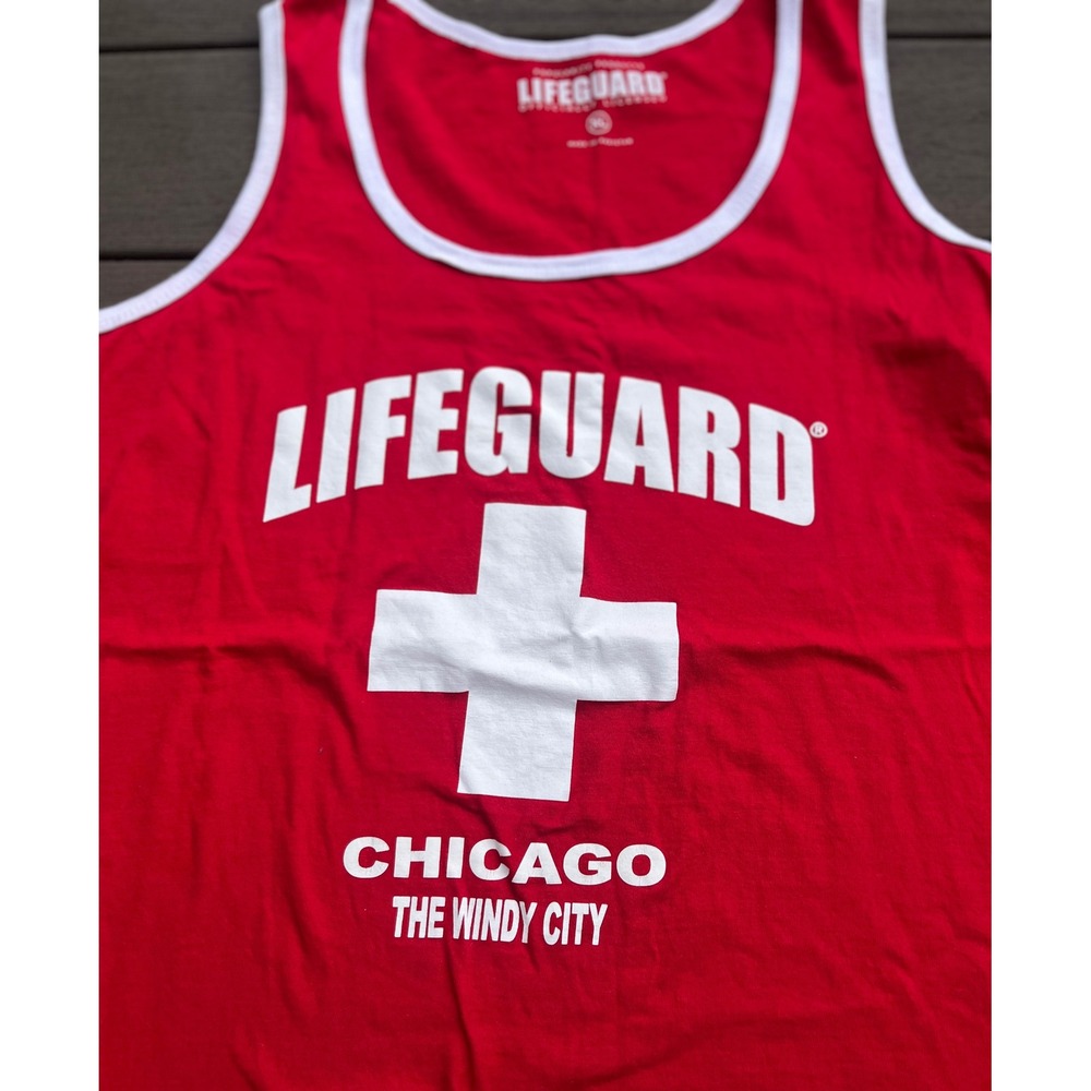 Lifeguard Chicago The Windy City Tank Top Red White Ringer Mens XL
(206)